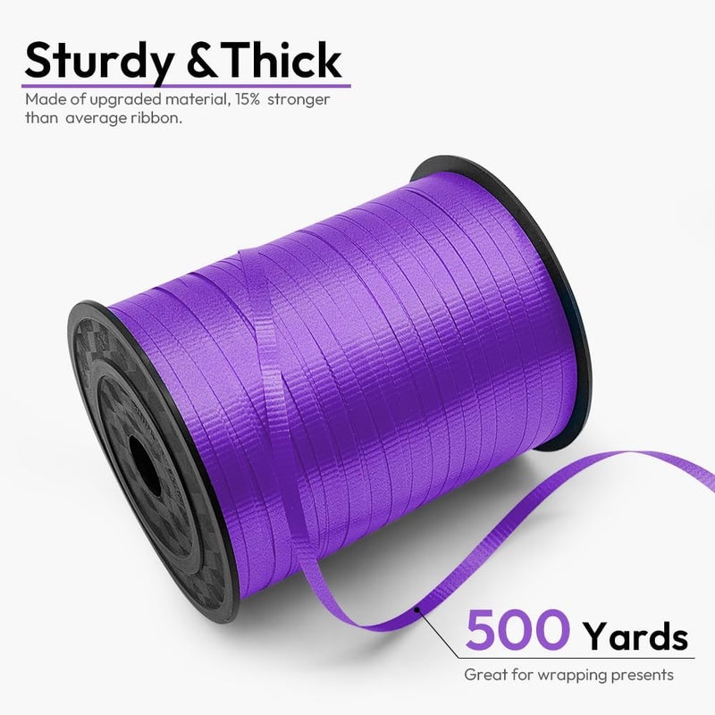 HimBen 500 Yards Curling Ribbon for Gift Wrapping, 3/16" Balloon String for Christmas Valentine Birthday Wedding Party Festival Decoration, Crafts, Flower Bouquet(Crimped Purple) - Image 2